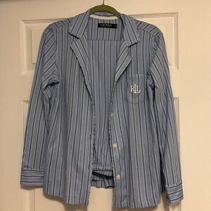 Ralph Lauren Blue and White Striped Pajama Set